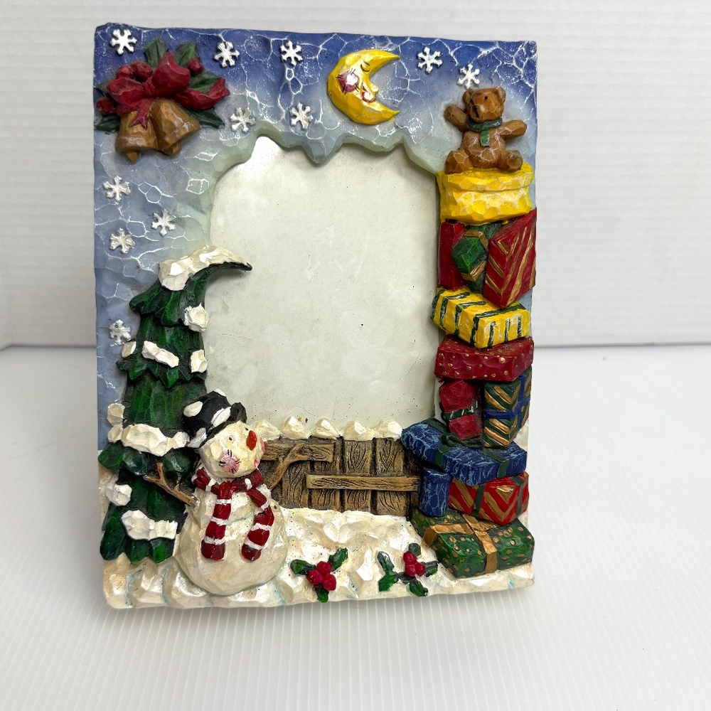 VTG 2000 Figi Graphics Snowman Christmas Photo‎ Frame Holiday 4"x6" 3D